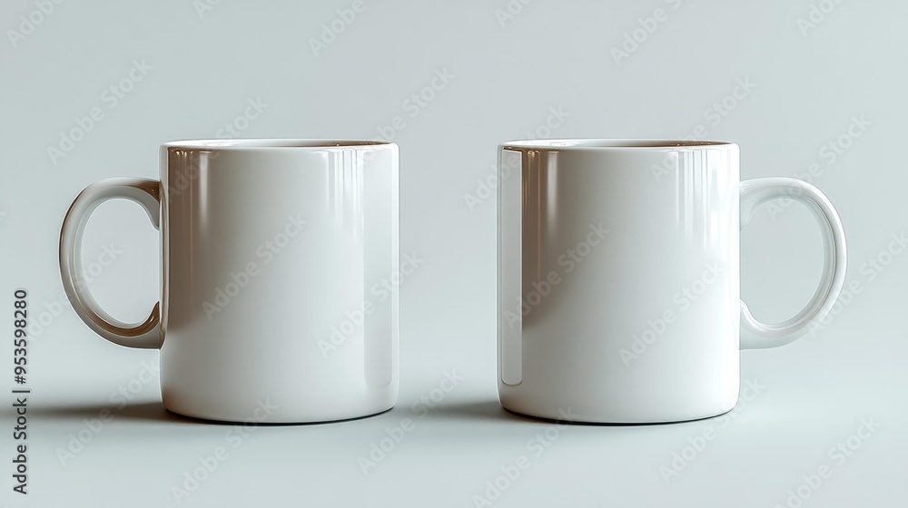 Minimalist White Ceramic Mugs Generative AI Minimalist White Ceramic Mugs Generative AI