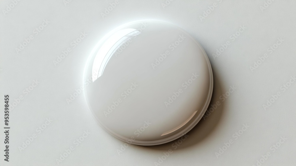 White Glossy Button on Plain Background Generative AI White Glossy Button on Plain Background Generative AI