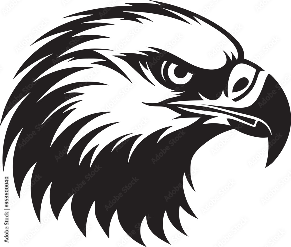 Fototapeta premium Soaring Eagle: A Powerful Vintage-Style Vector Illustration