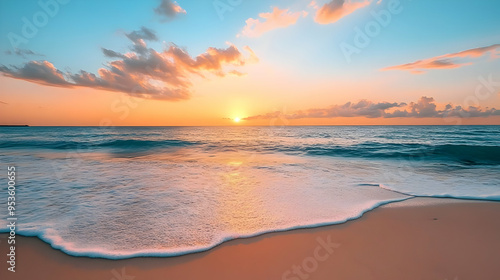 A beautiful sunset over a c...