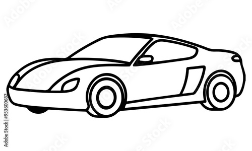 Sports racing Car line art, Black and white vintage classic logotype car outline, racing Car icon.