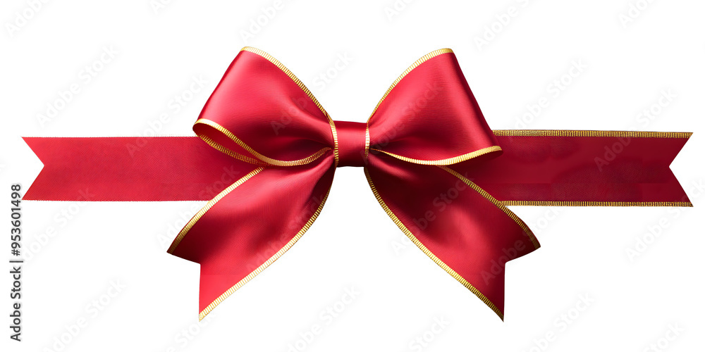 red ribbon and bow with gold isolated against transparent background red ribbon and bow with gold isolated against transparent background
