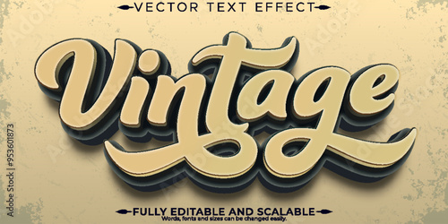 Vintage editable text effect, editable retro and nostalgic text style