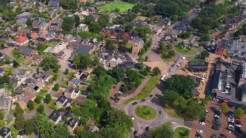 Aerial panorama around the city Borger in the Netherlands on a sunny day in summer photo