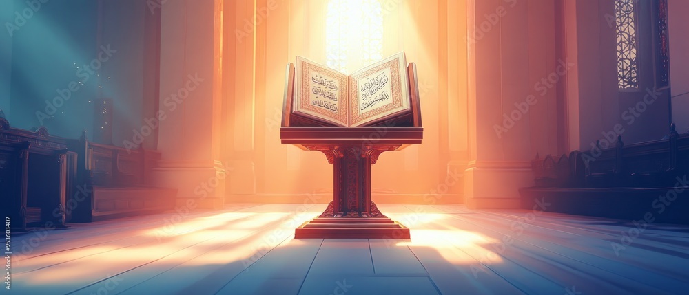 Koran Stand Mosque Interior Islam Religion Spiritual Symbol Koran Stand Mosque Interior Islam Religion Spiritual Symbol