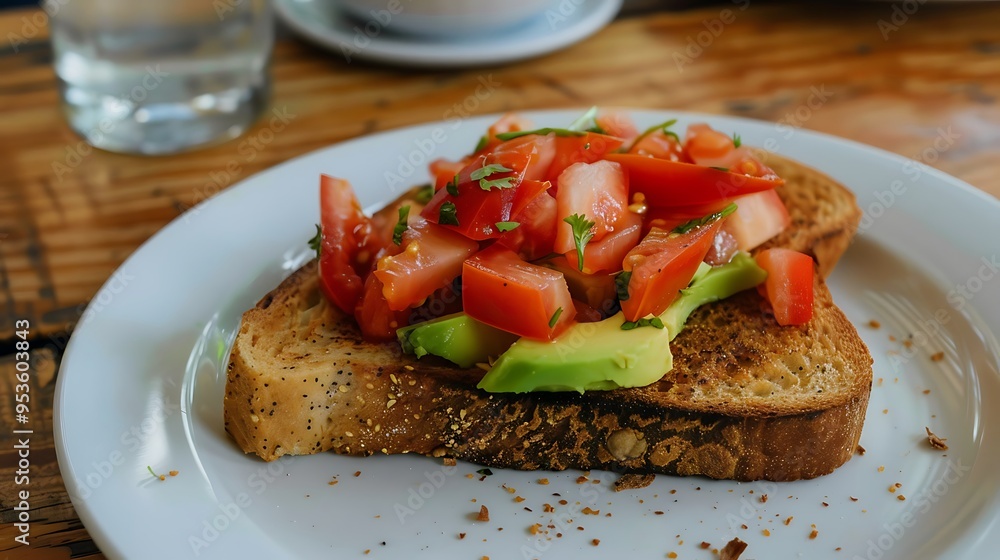 Toasted Bread with Tomato, Avocado, and Cilantro Salad Toasted Bread with Tomato, Avocado, and Cilantro Salad