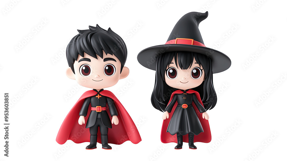 Vampire And Witch Couple Characters In Spooky Costumes Isolated On Transparent Png Background, Ideal For Halloween-Themed Designs And Fantasy Story Illustrations . Generative ai Vampire And Witch Couple Characters In Spooky Costumes Isolated On Transparent Png Background, Ideal For Halloween-Themed Designs And Fantasy Story Illustrations . Generative ai
