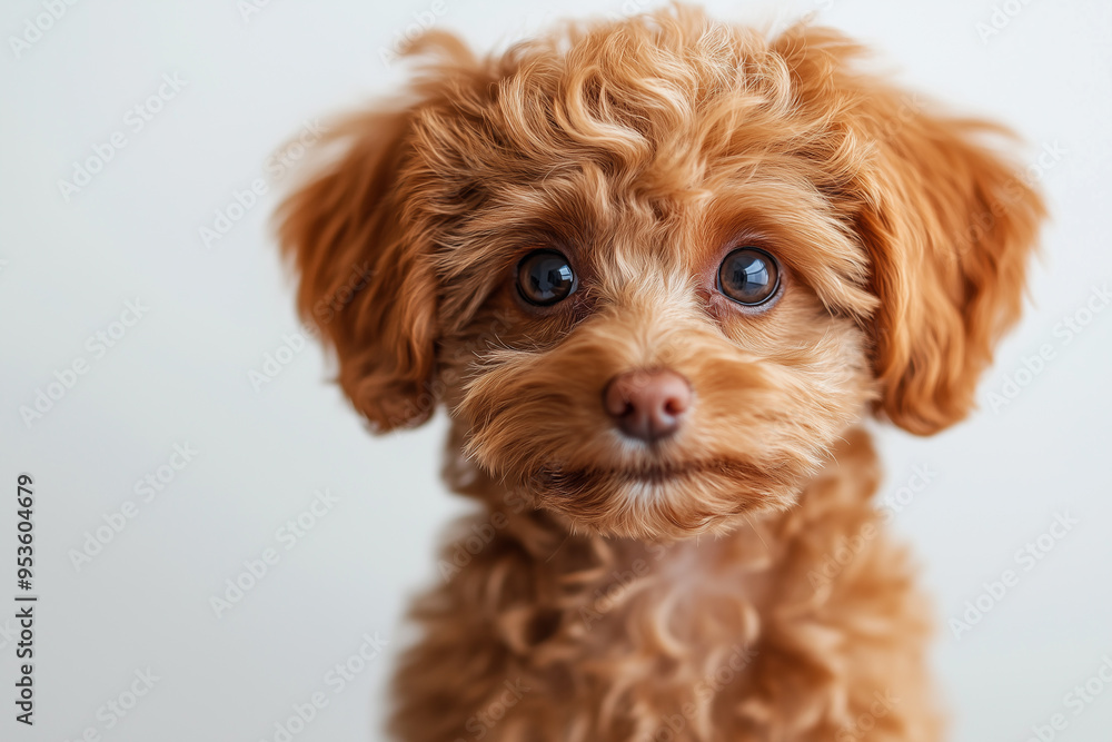 Cute fluffy portrait smile Puppy dog Poodle that looking at camera isolated on white background, funny moment, lovely dog, pet concept Cute fluffy portrait smile Puppy dog Poodle that looking at camera isolated on white background, funny moment, lovely dog, pet concept