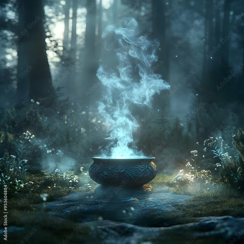 Enchanted Forest Cauldron with Mystical Smoke Enchanted Forest Cauldron with Mystical Smoke
