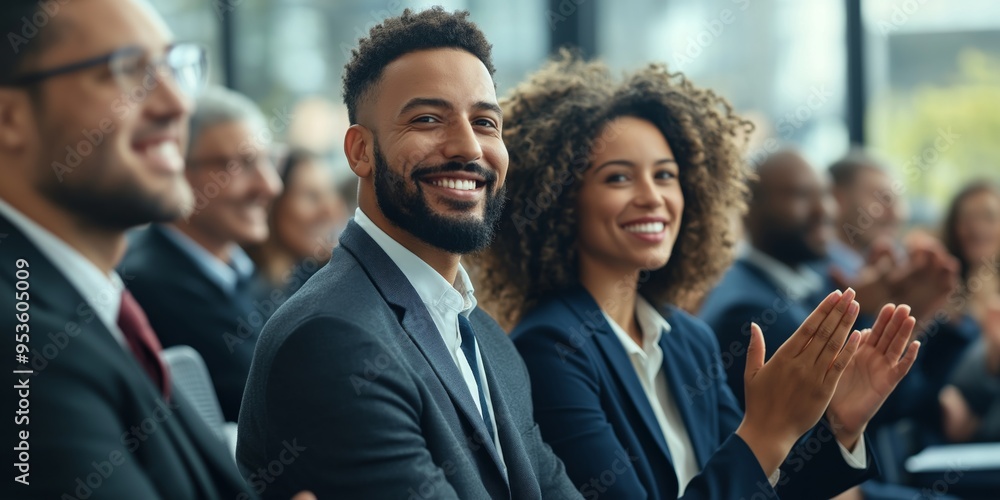 Obraz premium The business conferences vibrant atmosphere celebrated achievement and collaboration with inspiring talks, discussions, and networking for growth among ambitious entrepreneurs and professionals