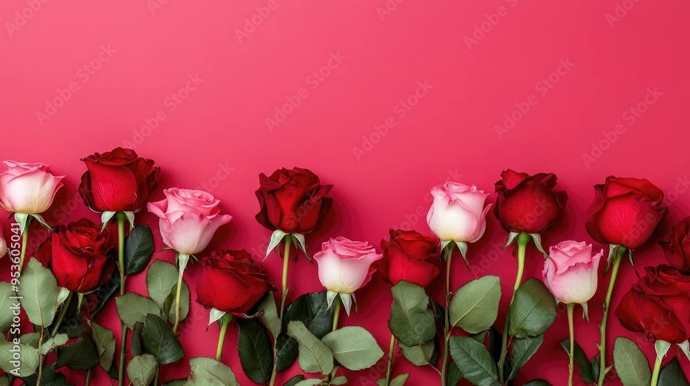 Valentine's day background with red and pink rose flowers Valentine's day background with red and pink rose flowers