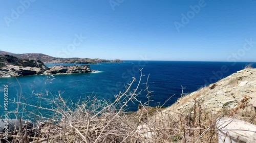 A beautiful view over a blue sea and the beach 