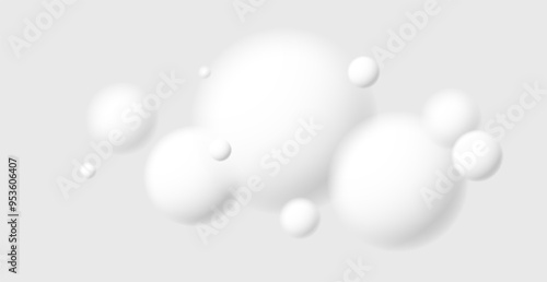 Defocused light levitating spheres atmospheric ambient vector background, 3D balls dynamic design, soft and easy futuristic wallpaper.