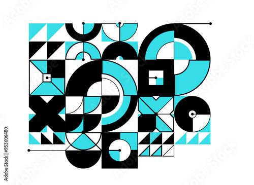 Abstract geometric pattern vector background isolated, tech style engine looks like composition, engineering draft style pattern, network and digital data.