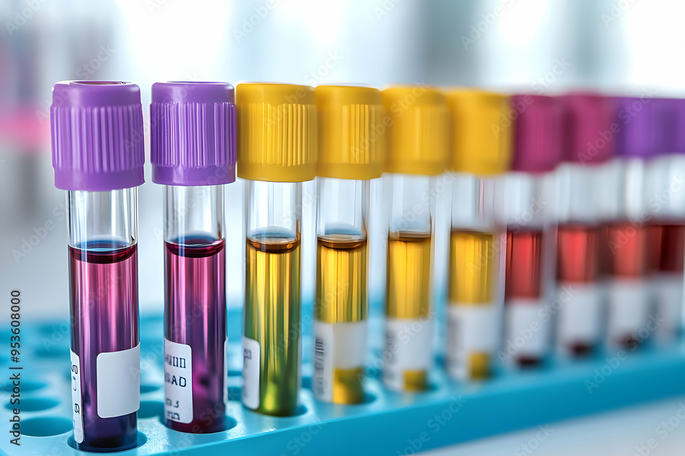 Blood Samples In Test Tubes In Laboratory Rack Blood Samples In Test Tubes In Laboratory Rack