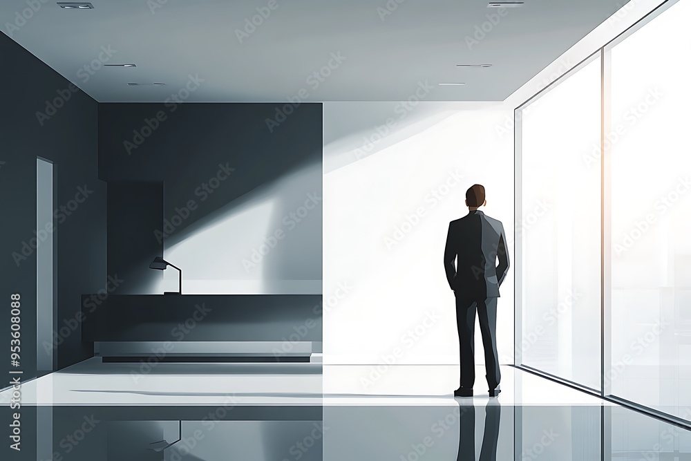 Businessman standing in the modern office room Businessman standing in the modern office room