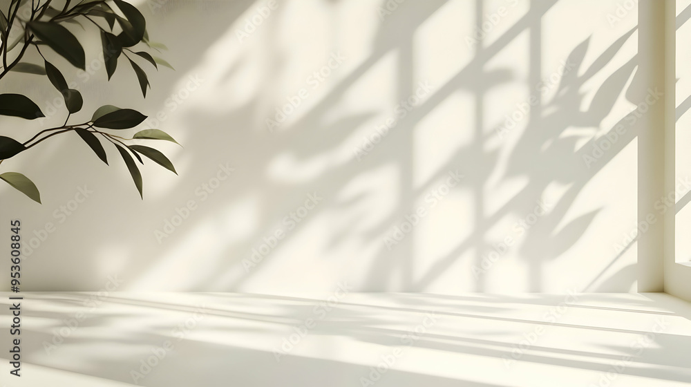 Minimalist White Room with Sunlight and Shadow Minimalist White Room with Sunlight and Shadow
