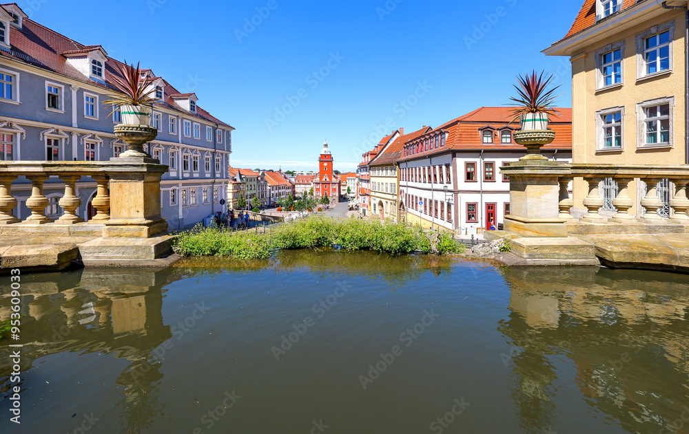 Naklejka premium Historisches Gotha, Thüringen, Altstadt Hauptmarkt und Rathaus