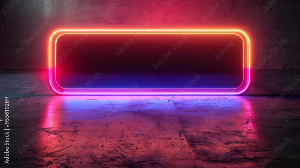 Neon Sign with Electric Currents Sparking Around the Edges on Black Background Neon Sign with Electric Currents Sparking Around the Edges on Black Background