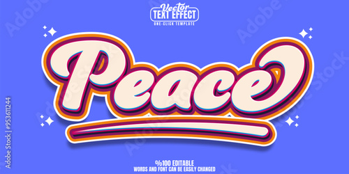Retro editable text effect, customizable peace and vintage 3d font style