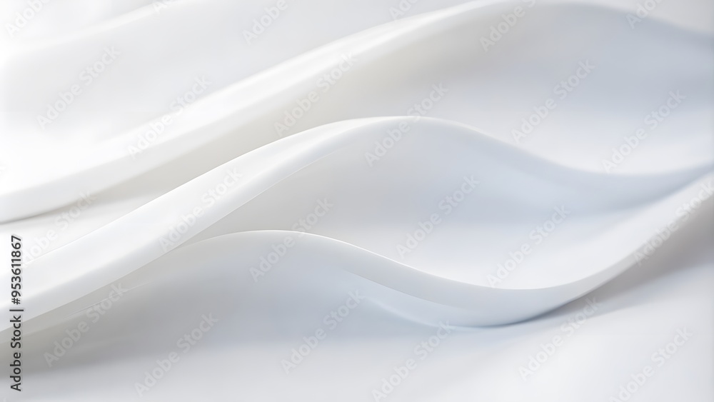 Obraz premium A clean and modern white background with abstract wavy lines. Perfect for graphic design projects or presentations. A fresh design featuring a sleek white and gray with wavy lines
