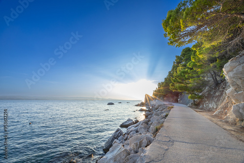Fototapeta Naklejka Na Ścianę i Meble -  Brela, Croatia at the golden hour