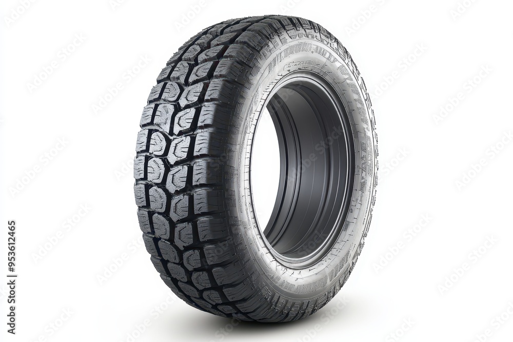 Obraz premium A close-up of a tire showcasing its tread design and structure.