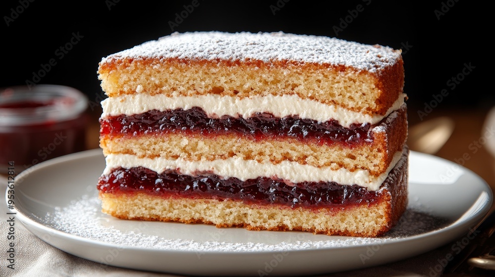 Victoria Sponge Cake Slice Generative AI Victoria Sponge Cake Slice Generative AI