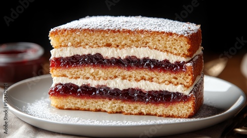 Victoria Sponge Cake Slice Generative AI