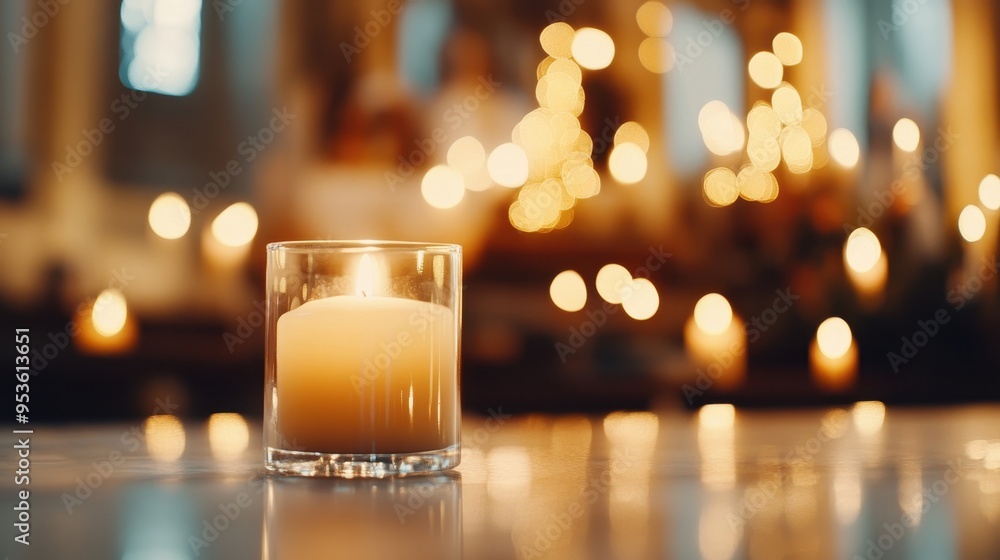 Peaceful Candlelight Glow in a Dimly Lit Room with Beautiful Bokeh Peaceful Candlelight Glow in a Dimly Lit Room with Beautiful Bokeh