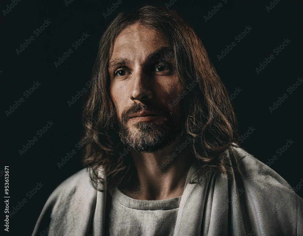 Portrait of Jesus A Headshot Illustration Capturing the Sacred Expression and Spiritual Essence Portrait of Jesus A Headshot Illustration Capturing the Sacred Expression and Spiritual Essence