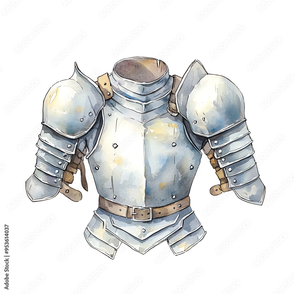 Illustration of a classic suit of armor, showcasing metal details and an elegant design, perfect for historical or fantasy themes. Illustration of a classic suit of armor, showcasing metal details and an elegant design, perfect for historical or fantasy themes.