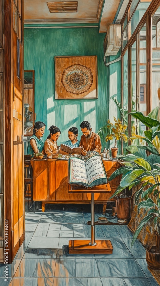 Naklejka premium Koran Stand Home Study Islam Religion Spiritual Symbol