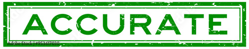Grunge green accurate word square rubber seal stamp on white background