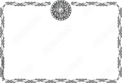 Rectangular Frame - Celtic Curved Lines Border - Round Medieval Shield