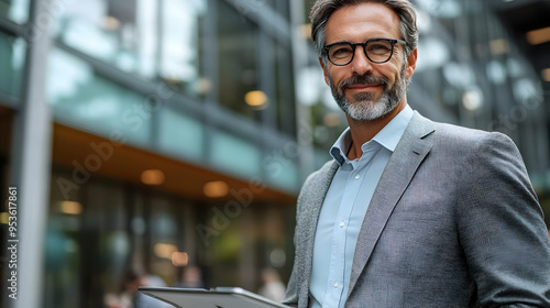 A businessman in a grey sui...