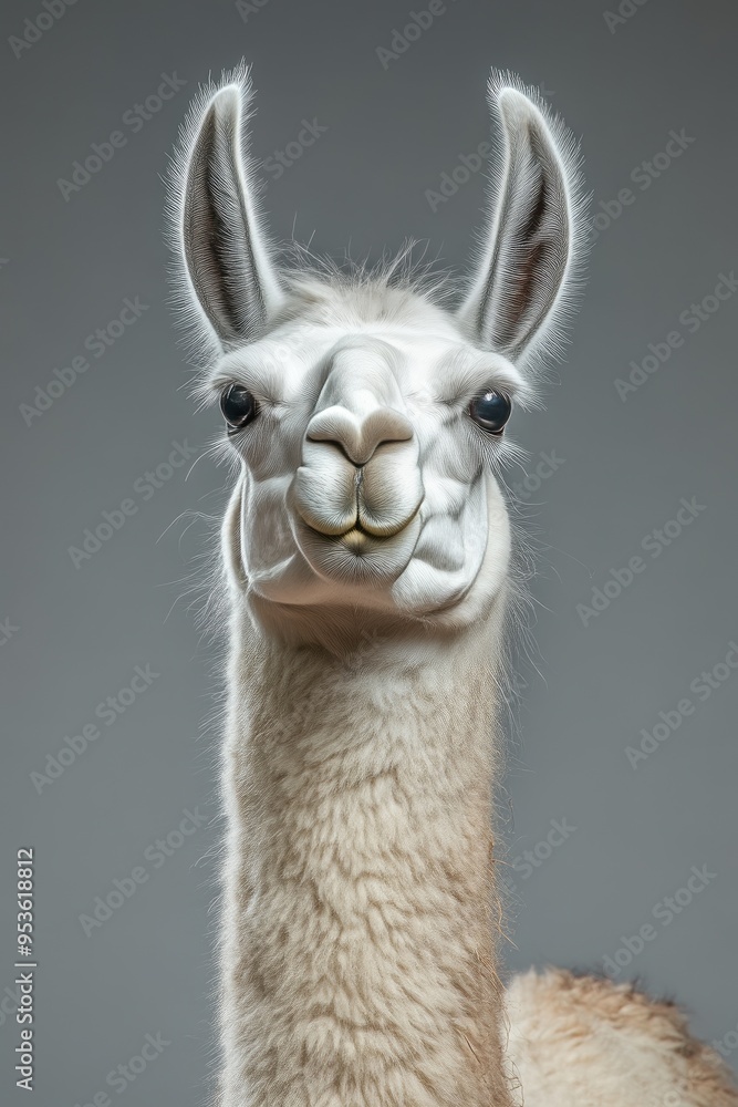Fototapeta premium Chewing Llama with Unique Head Angle
