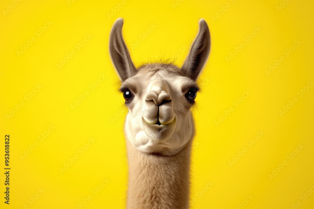 Fototapeta premium Playful Llama with Tilting Head in Studio