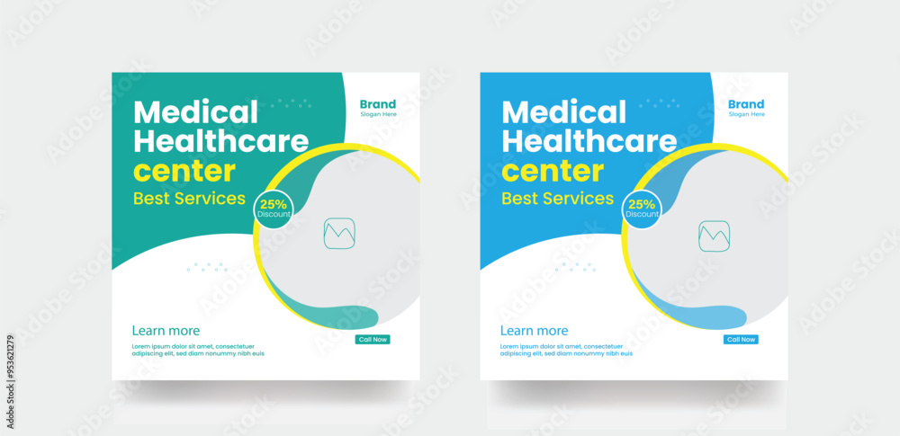 Medical healthcare service social media post design banner and square flyer template Medical healthcare service social media post design banner and square flyer template