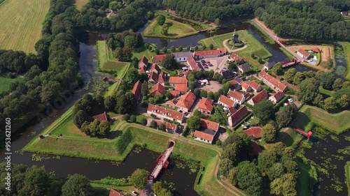 Aerial panorama around the old city Bourtange on a sunny summer day in the Netherlands photo