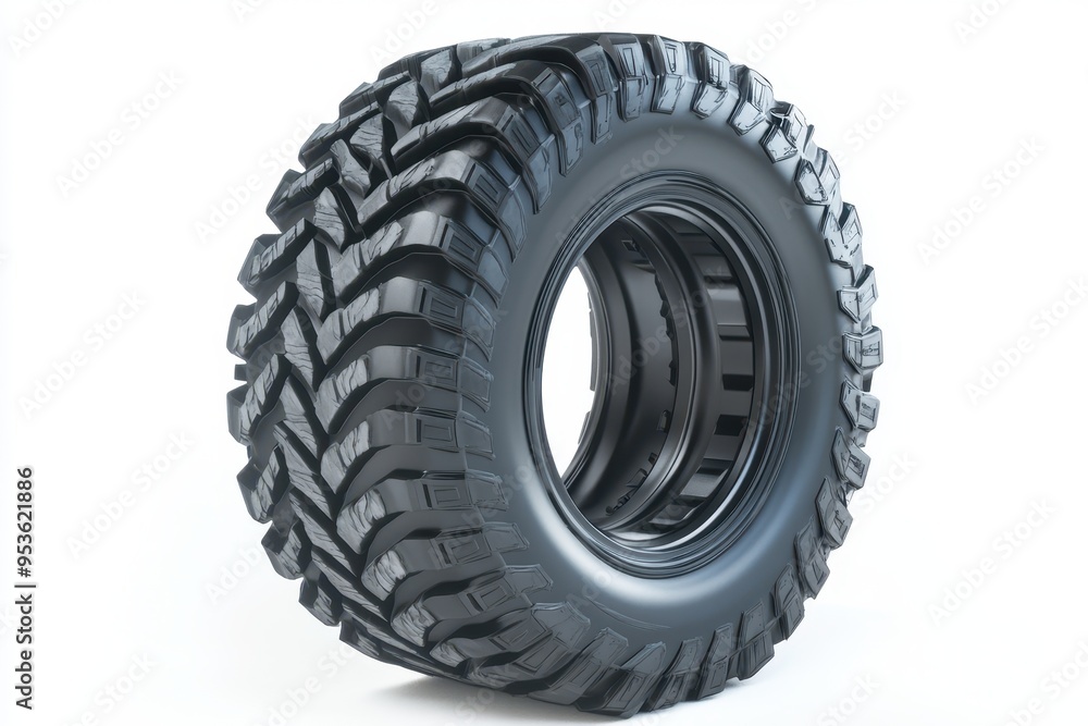 A detailed image of a rugged tire designed for off-road vehicles. A detailed image of a rugged tire designed for off-road vehicles.