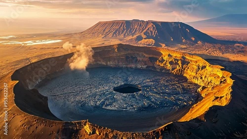 panorama of Active Volcanic Crater footage photo