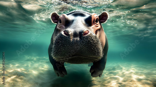 A close-up of a hippopotamu...