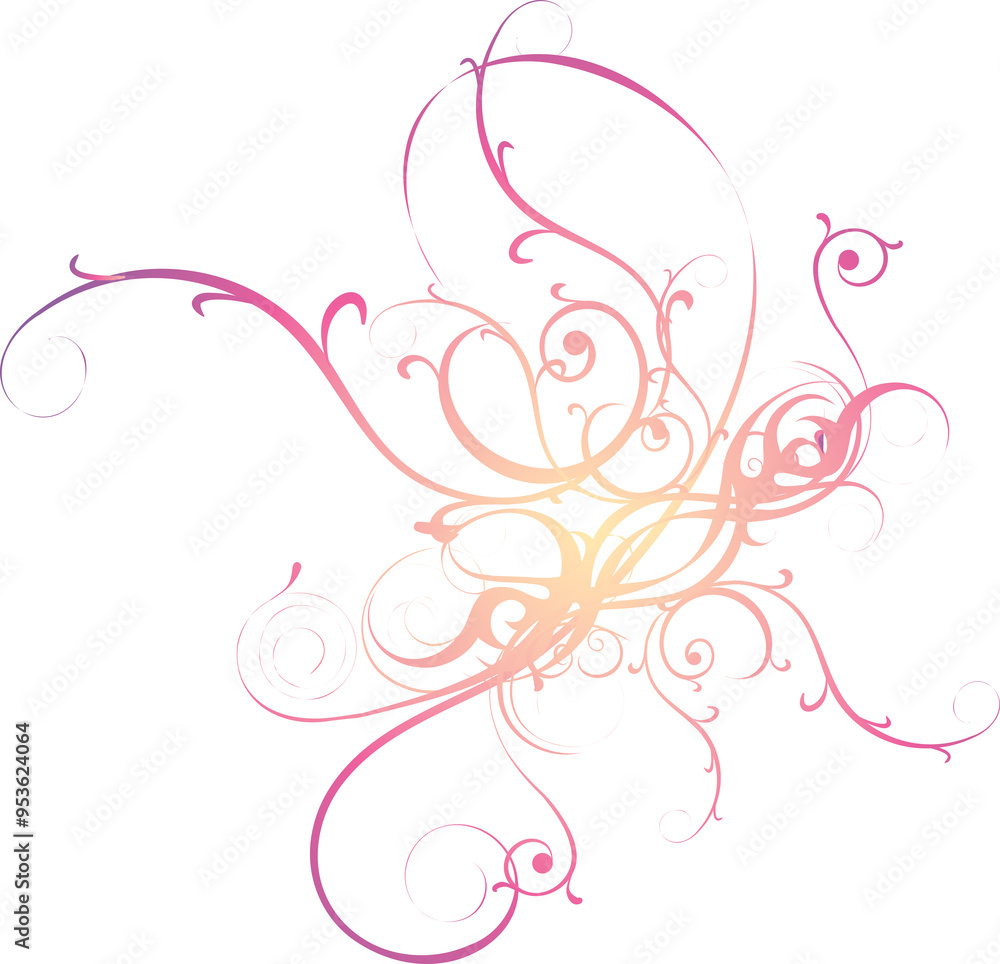 Floral pattern design featuring pink flowers and swirling butterflies, perfect for decorative element or card background Floral pattern design featuring pink flowers and swirling butterflies, perfect for decorative element or card background
