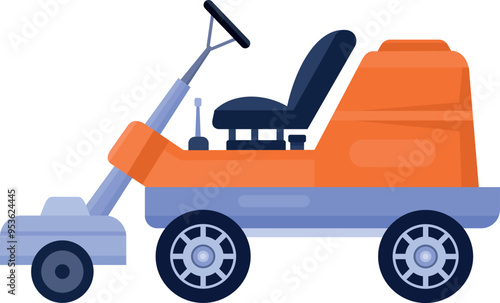 Lawn trimming machine. Riding mower cartoon icon