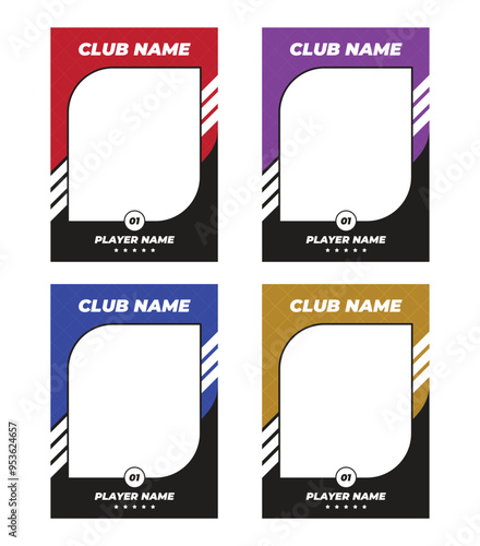 sports trading card, player photo frame template, game trading card for football, hockey and basketball, blank rectangle for photo frame, template eps 10.