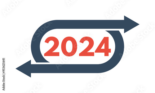 2024 numbers with two arrows vector sign