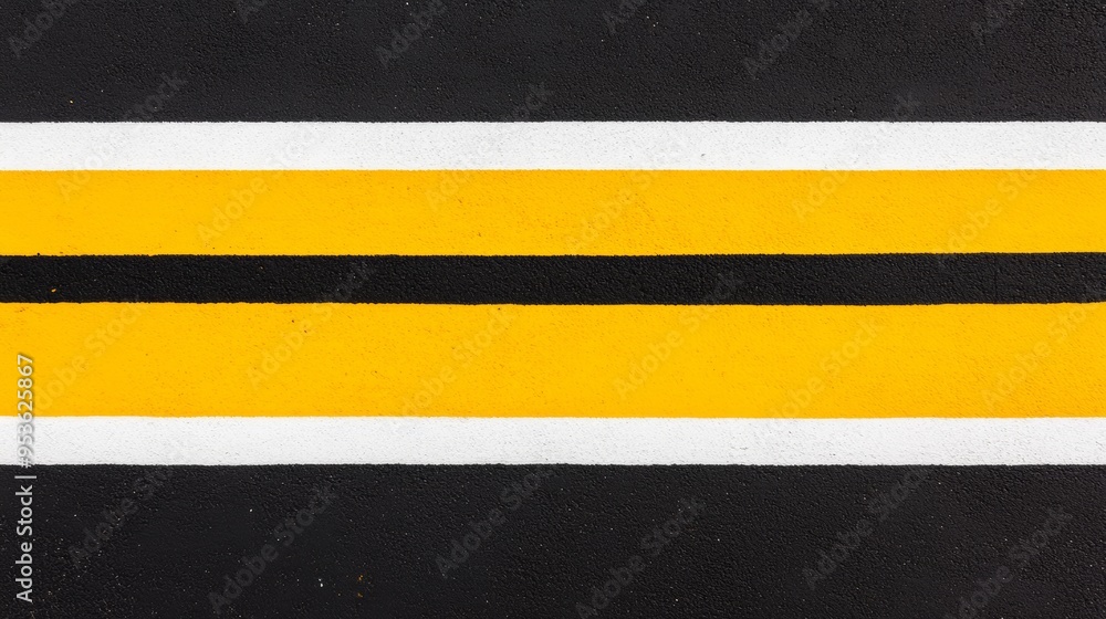 Clean minimalistic design bright bold pedestrian crossing sign white zebra stripes black asphalt background simple effective visual yellow black color palette Clean minimalistic design bright bold pedestrian crossing sign white zebra stripes black asphalt background simple effective visual yellow black color palette