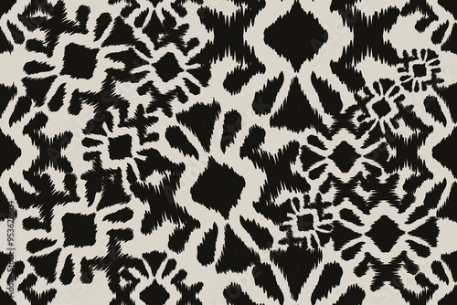 Ikat paisley embroidery on the fabric in Indonesia, India and Asian countries.geometric ethnic oriental seamless pattern.Aztec style. illustration. design for texture, fabric,clothing,wrapping,carpet.