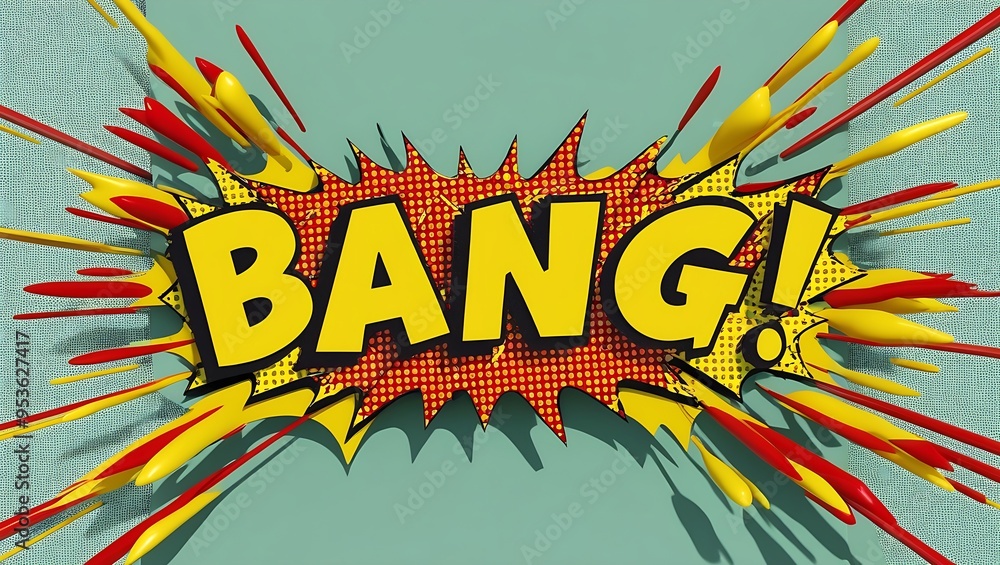 Pop art background featuring the word 'Bang!' in bold Pop art background with 'Bang!' in bold, bright colors and explosion lines, featuring a clean, solid background for emphasis Pop art background featuring the word 'Bang!' in bold Pop art background with 'Bang!' in bold, bright colors and explosion lines, featuring a clean, solid background for emphasis